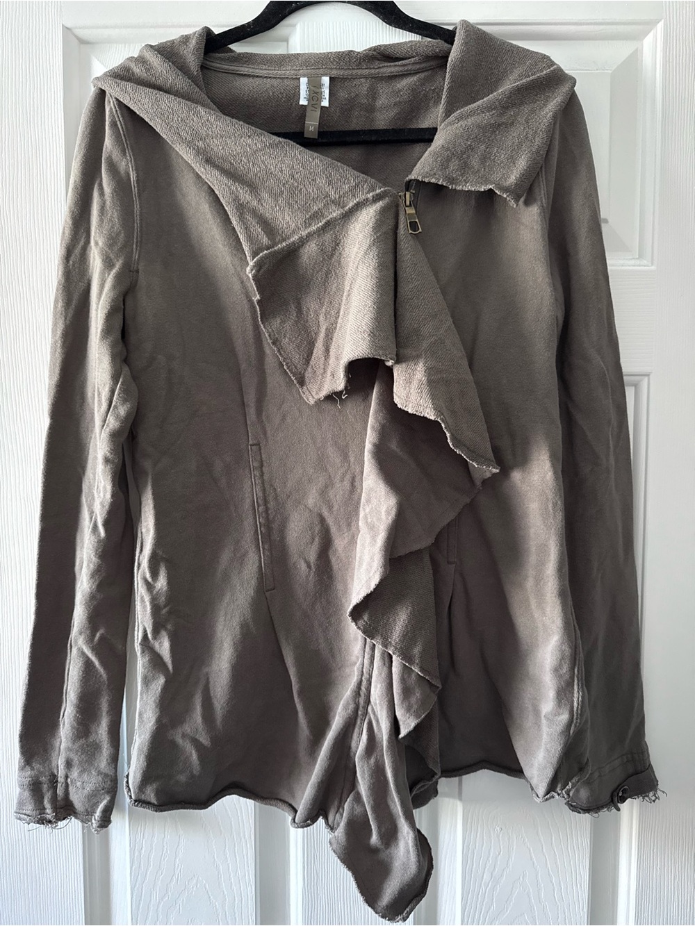 XCVI Asymmetrical Draped Zip-Front Hoodie Jacket